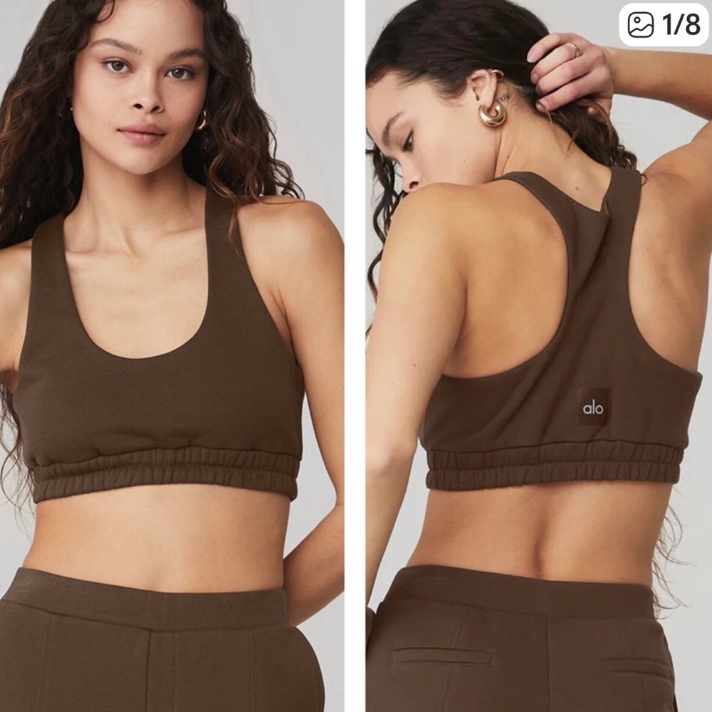 ALO Yoga Women’s Brown Scoop Neck Sports Bra Size S
